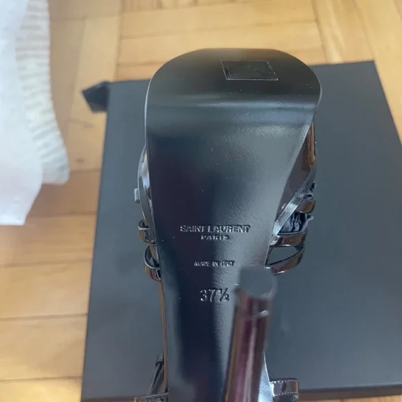 Saint Laurent Black Patent Platform Cage Sandals - Picture 5 of 8